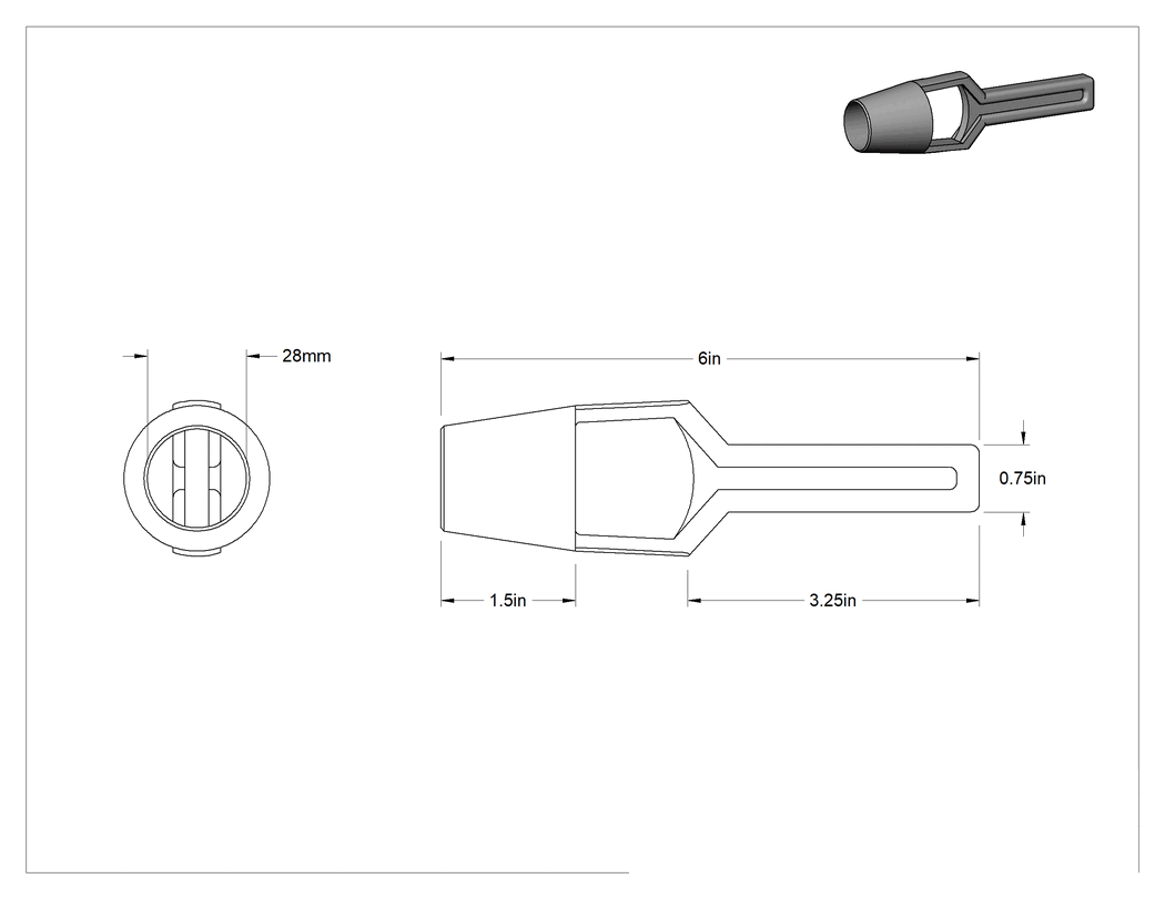Teknik Çizim - Çekiçle Çalışan Delgeç, 28 mm delik çapı için