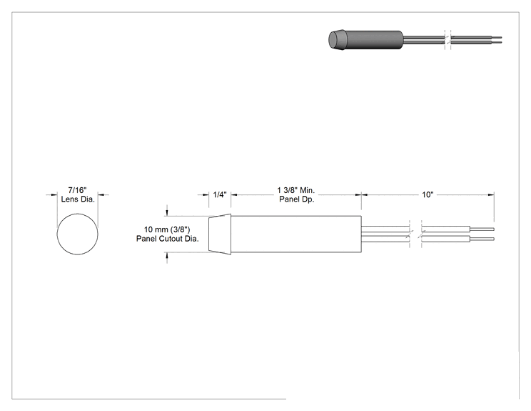 Teknik Çizim - Kablolu Panel Işığı, Konik, 10 mm Kesme Çapı için