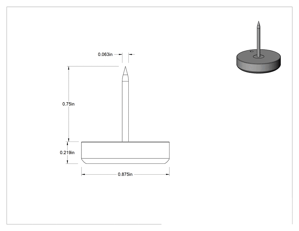 Teknik Çizim - Çekiçle Takılan Koruyucu Ayaklar, 7/8" çapında plastik tabanlı