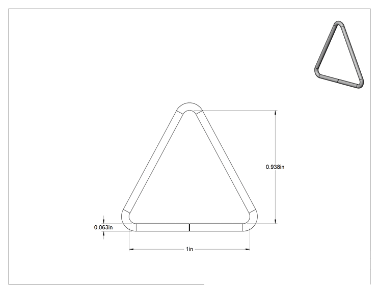 Teknik Çizim - Üçgen Halka, Nikel Kaplı Çelik, 1/16" Kalınlık
