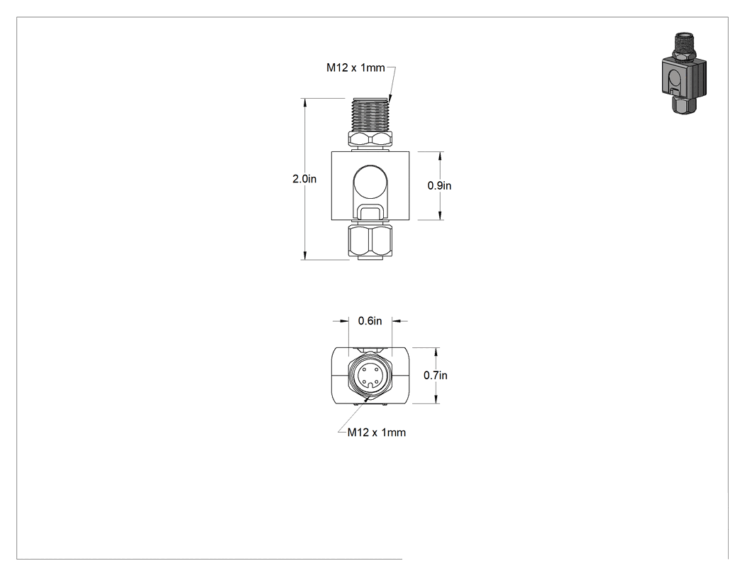 Teknik Çizim - Vidalı Montajlı RTD Vericisi, 18-32V DC