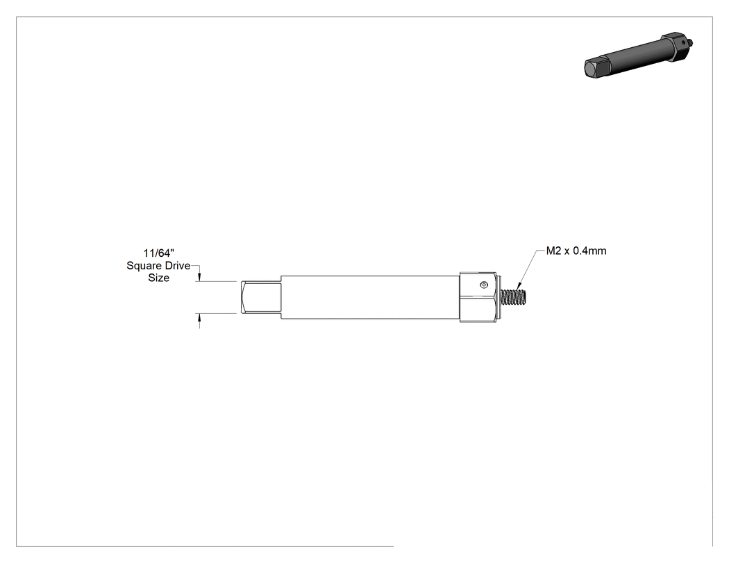 Teknik Çizim - M2 x 0.4 mm Diş Boyutu Kılavuz Ekler için Montaj Aleti