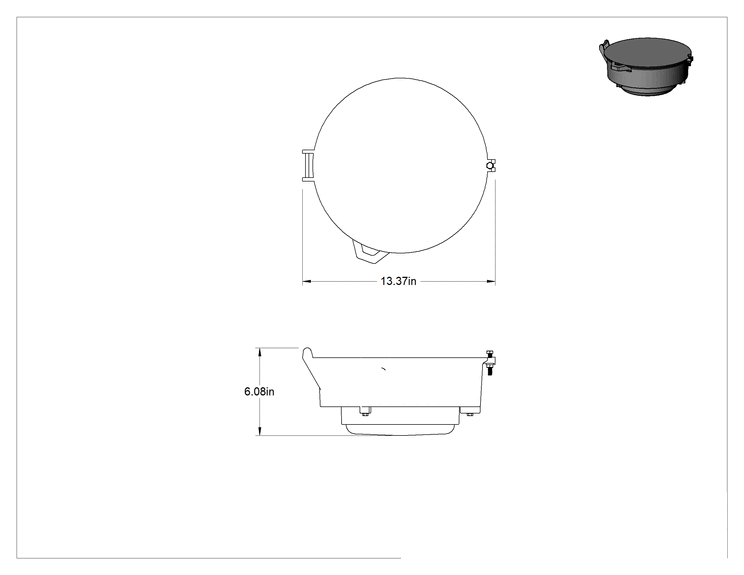 Teknik Çizim - Yenileme Yıkamalı Yuvarlak Körfez Işığı, 13-3/8" Toplam Çap, 3500 lümen