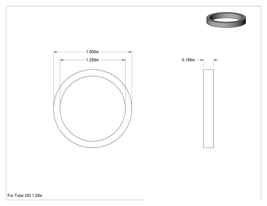 Teknik Çizim - Kayma Eklemli Lavabo Tahliye Bağlantı Parçası Pul, Plastik, Kauçuk, 1-1/4" Boru Dış Çapı için