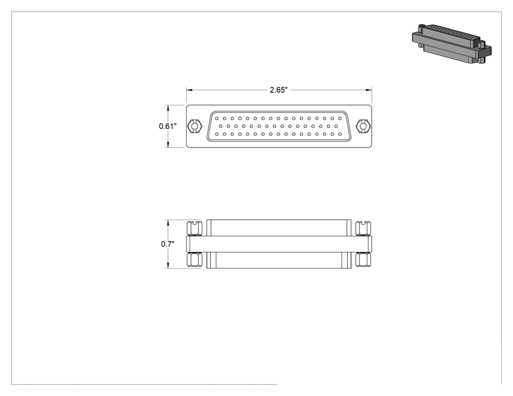 Teknik Çizim - DB50 Dişi x DB50 Dişi Adaptör