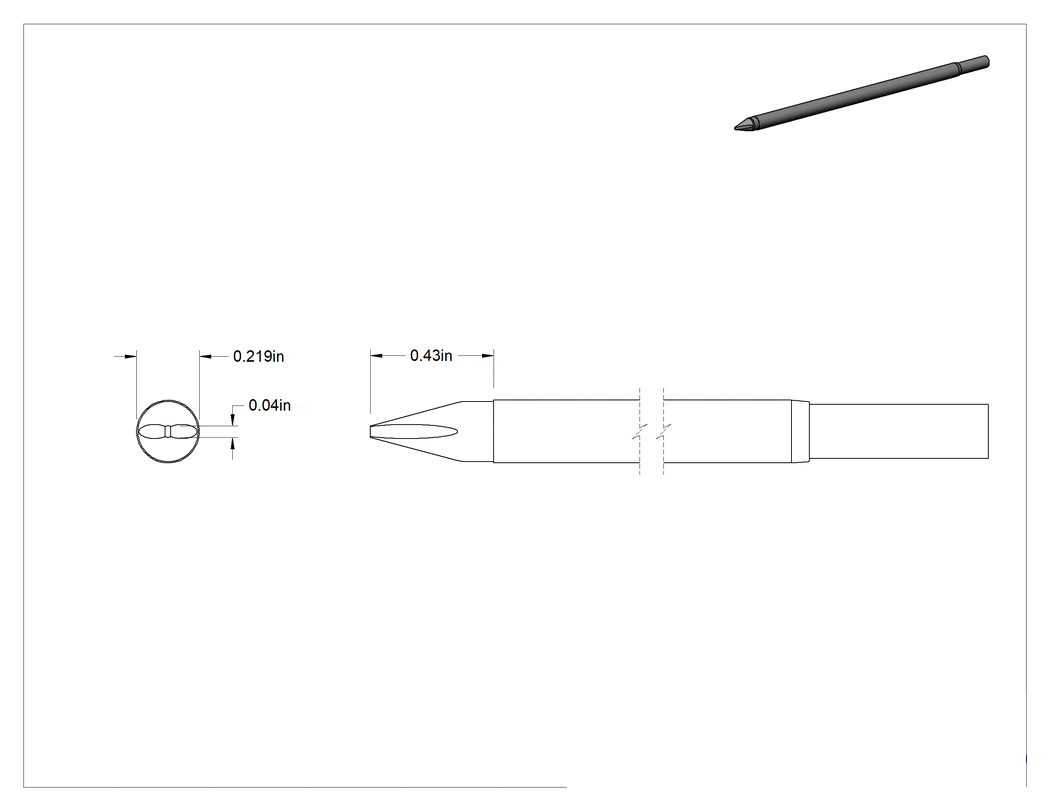 Teknik Çizim - Metcal Model Numarası Sfp-CH10 Lehim İstasyonları için Lehim Havyası Ucu