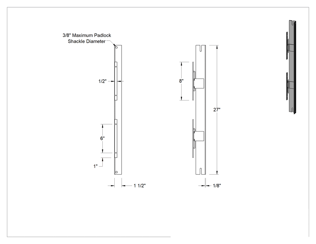 Teknik Çizim - Dosya Dolapları için Kilitleme Çubuğu, Kolay Erişim Kilitlenebilir, 27" Uzunluk