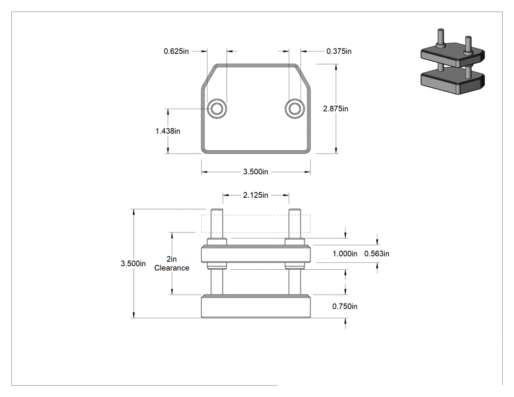Teknik Çizim - Presler için Pafta Seti, 2-7/8" Uzunluk x 3-1/2" Genişlik