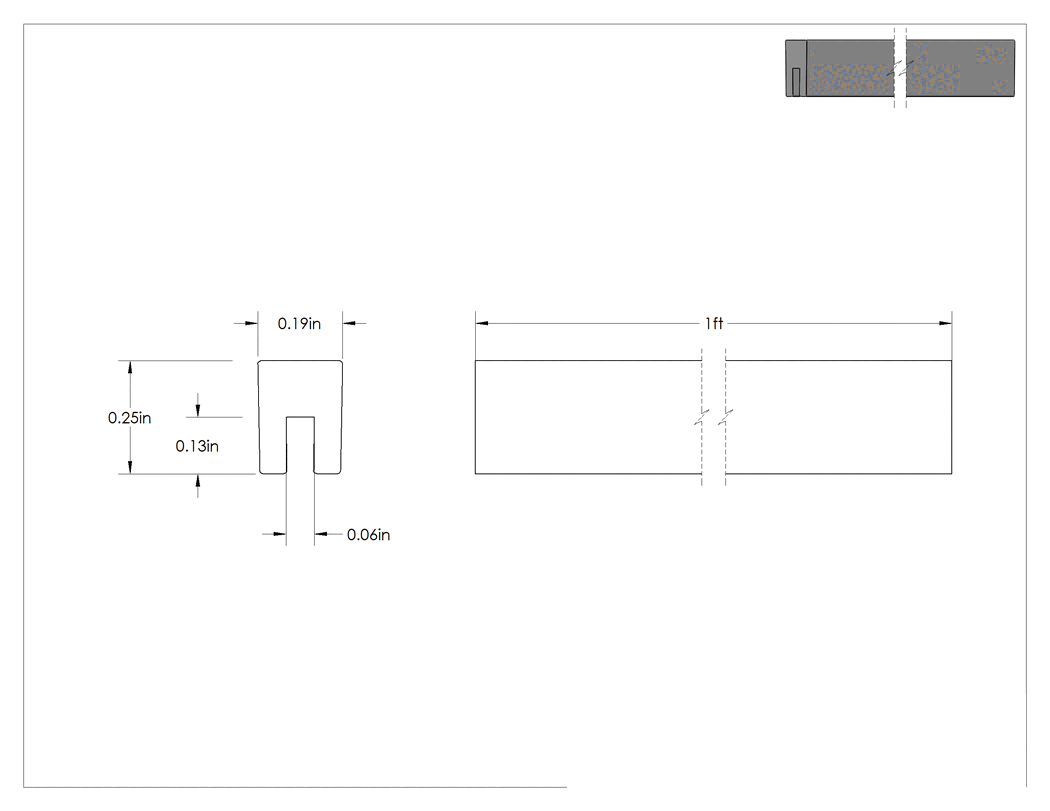 Teknik Çizim - Neopren Kauçuk Kenar Çıtası, 1/16" Genişlik x 1/8" İç Yükseklik