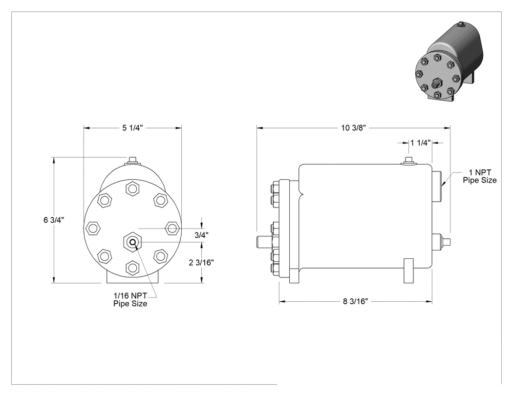 Teknik Çizim - Şamandıralı Basınçlı Hava Tahliye Vanaları, Yüksek Deşarj, 1 NPT x 1/16 NPT Dişi