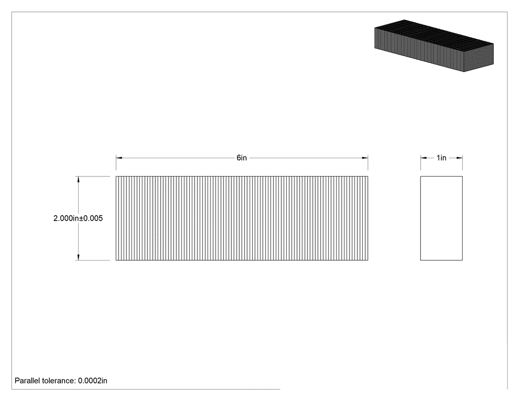Teknik Çizim - Manyetik İş Parçası Tutucu için Paralel, Eşleşen Çift, 6" Uzunluk x 1" Kalınlık x 2" Yükseklik