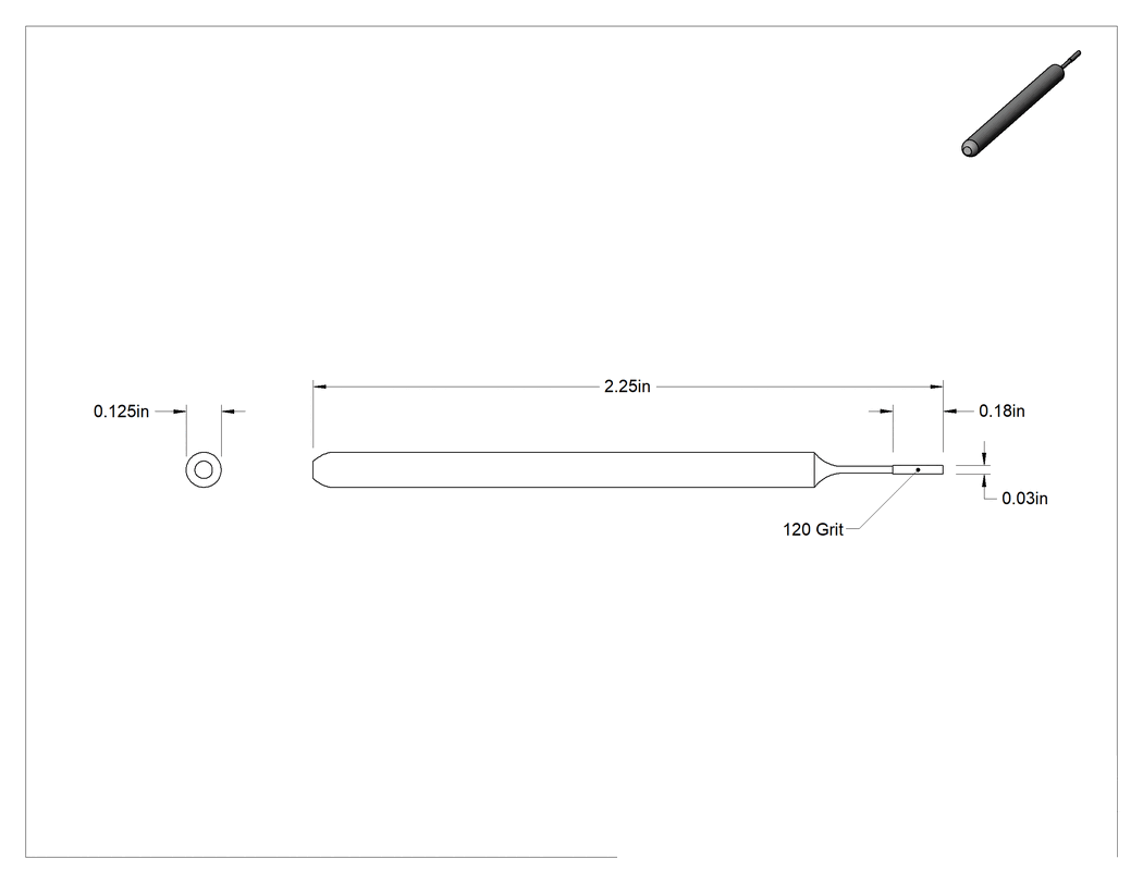 Teknik Çizim - Metal Dışı Malzemeler için Uzun Ömürlü Taşlama Ucu, 1/8" Şaft Çapı, 0.03" Baş Çapı, 0.19 inç Baş Uzunluğu