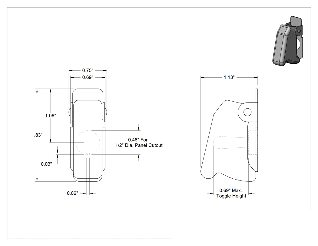 Teknik Çizim - Toggle Anahtar Koruyucuları, Mil-G-7703 (MS25224-1) Standartına Uygun