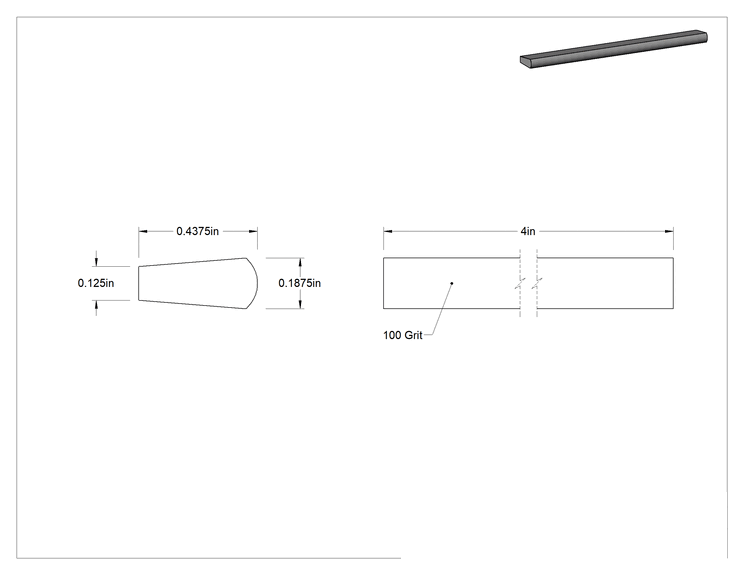 Teknik Çizim - Çelik için Tıkanmaya Dayanıklı Parlatma Taşı, Düz Konturlu, 100 Kum, 4" Uzunluk, 7/16" Genişlik