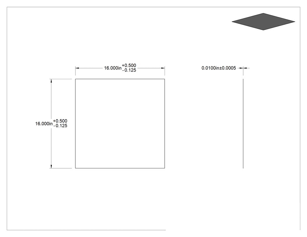 Teknik Çizim - Elektrik Sınıfı Kapton® Poliimid Film, Siyah, 16" x 16" x 0.01"