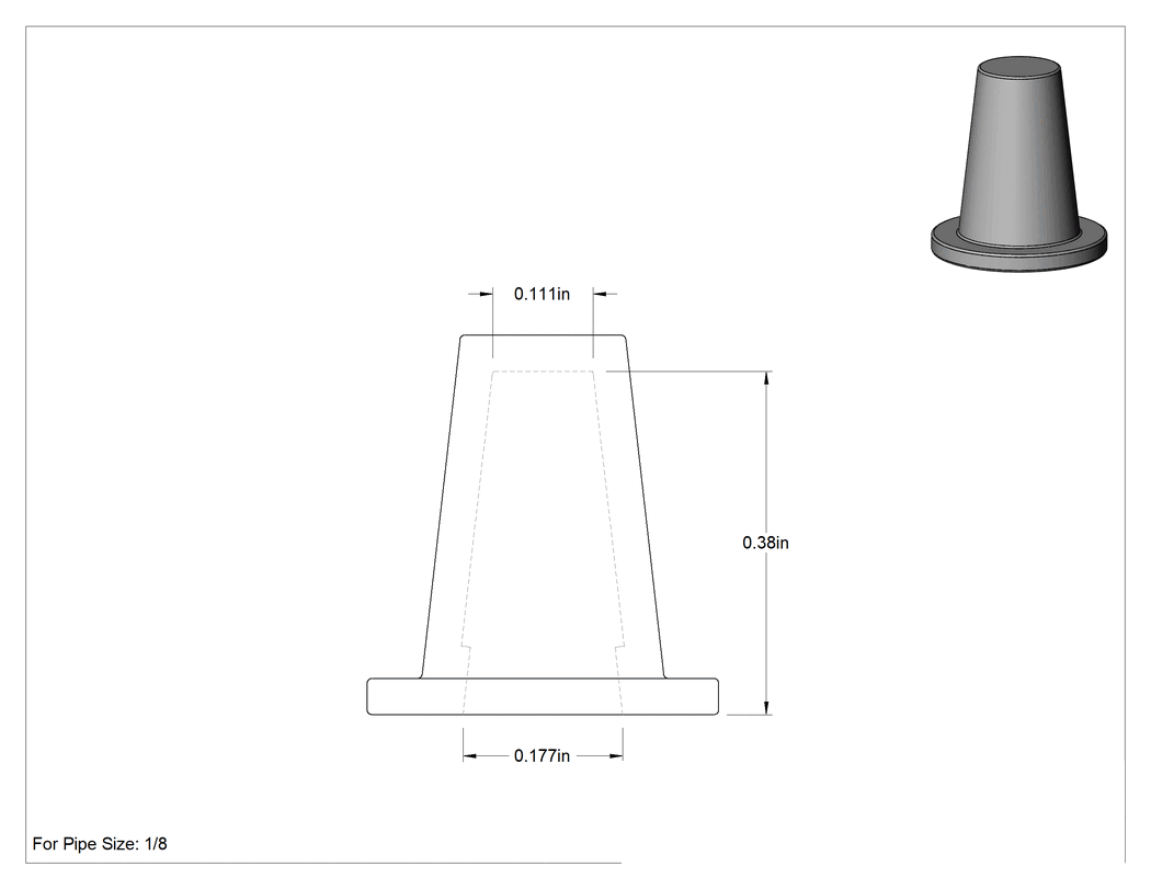 Teknik Çizim - 0.111" ila 0.177" Dış Çaplı Silikon Konik Kapaklar