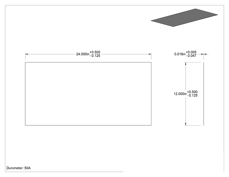 Teknik Çizim - Çok Amaçlı Neopren Kauçuk Levha, 12" x 24", 1/64" Kalınlık, 50A Durometre