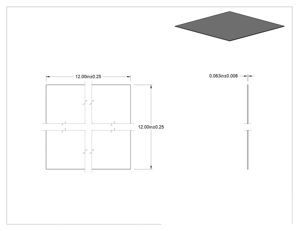 Teknik Çizim - Statik Elektrik Giderici Garolit Levha, G11/FR5, Alev Geciktirici, 1/16" Kalınlık, 12" X12" Levha