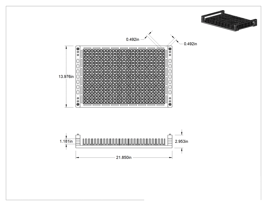 Teknik Çizim - Parça Düzenleme Taşıma Kutusu, 22" Uzunluk, 14 inç Genişlik, 3" Yükseklik, 486 Parça için