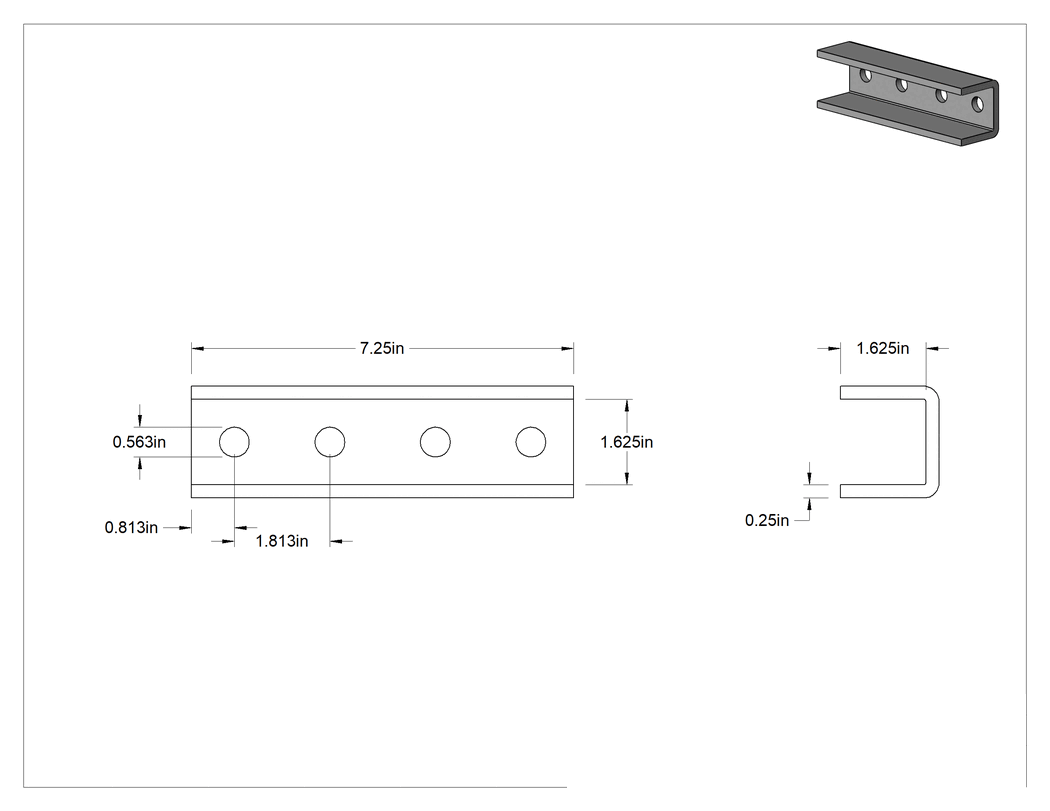 Teknik Çizim - Strut Kanalı Braketi, Sarmal, Sarı Toz Boyalı Çelik