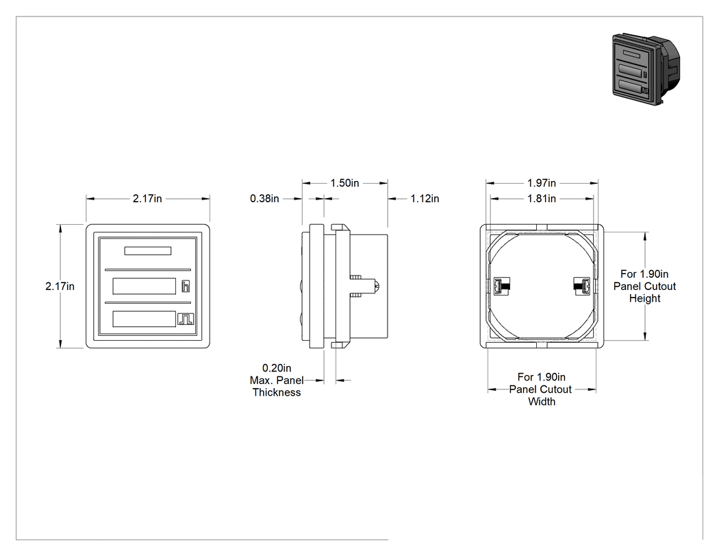 Teknik Çizim - 24V AC Girişli Sayaç/Saat Ölçer