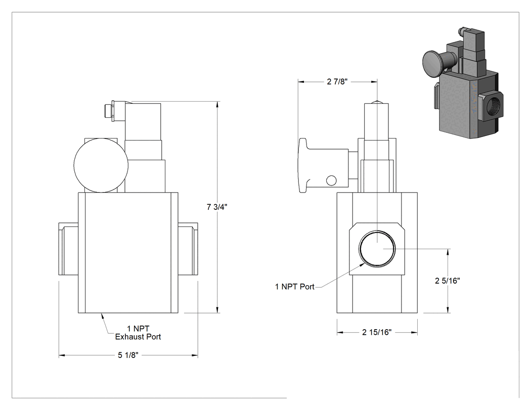 Teknik Çizim - Modüler Sıkıştırılmış Frls için Hava Tahliye Valfi, Yavaş Başlatma, SMC Avl5000 Serisi için, 24V DC, 1 NPT Dişi