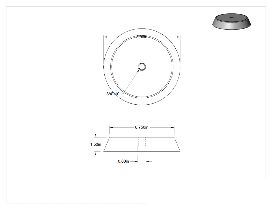 Teknik Çizim - Kimyasallara Dayanıklı Dengeleme Montaj Parçası, Paslanma ve Aşınmaya Dayanıklı Plakalı, 3/4"-10 Diş, 12000 lbs. Kapasite