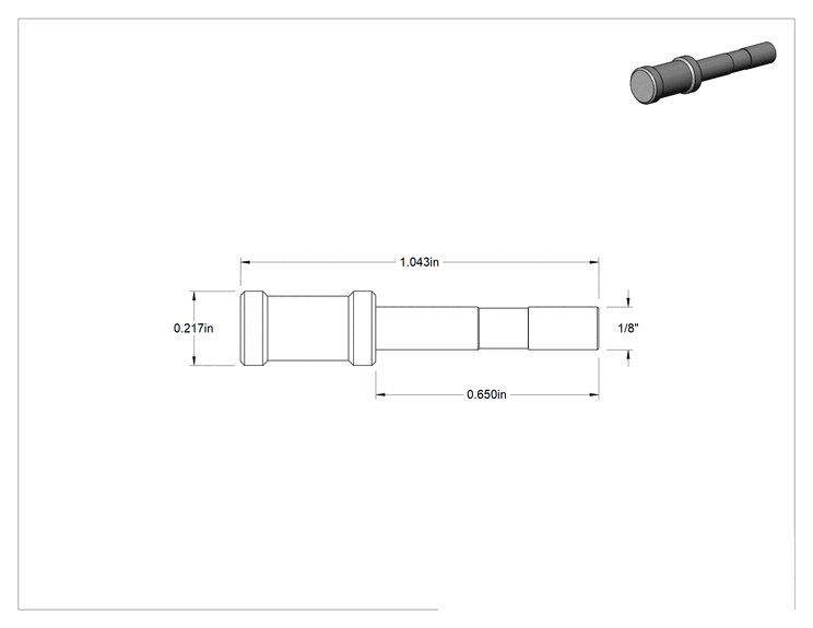 Teknik Çizim - Nikel Kaplı Pirinç Bas-Bağlan Tüp Bağlantı Elemanı, Hava için, Fiş, 1/8" Boru Gövde Dış Çapı