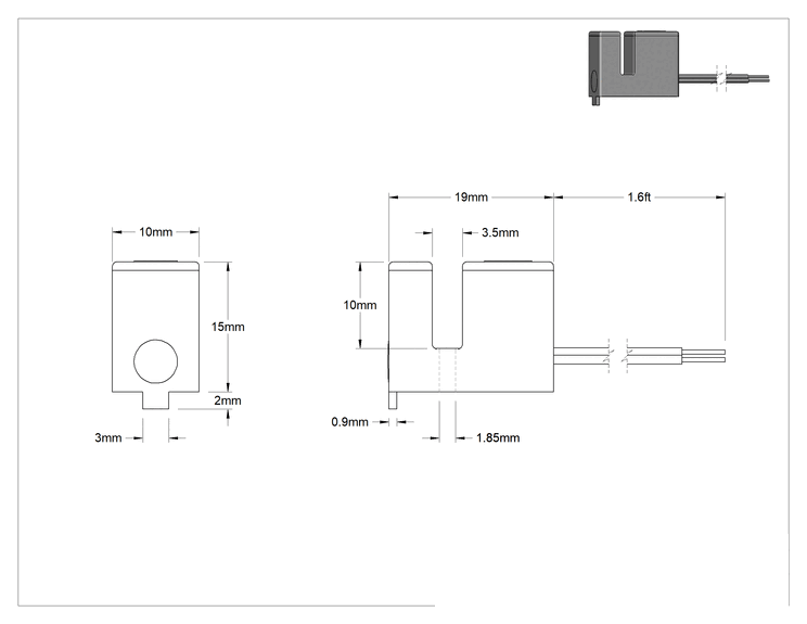 Teknik Çizim - Yivli DC Metal Nesne Yakınlık Anahtarı, 3 Tel Uçlu, 10 mm İç Yiv Uzunluğu