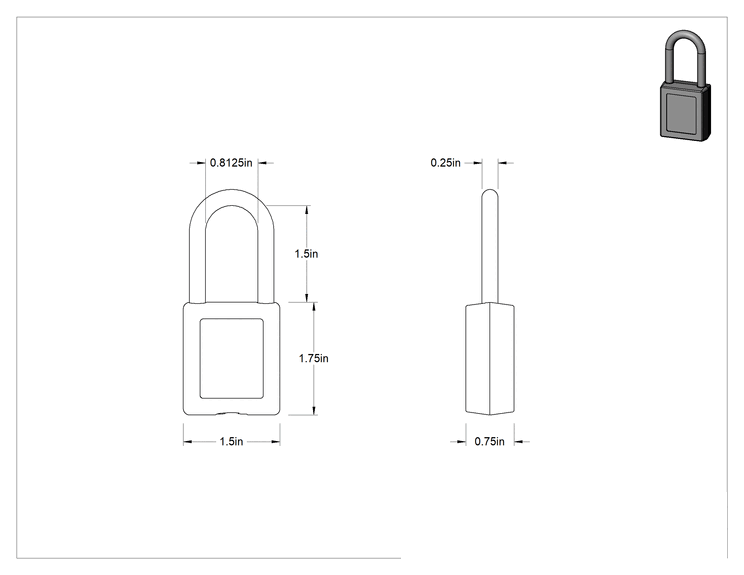 Teknik Çizim - Etiketli Ekstra Boşluklu Kilitli Asma Kilit, Master Lock 410-Mavi Gövde, #By5 Anahtarına Uyumlu Ana Anahtar