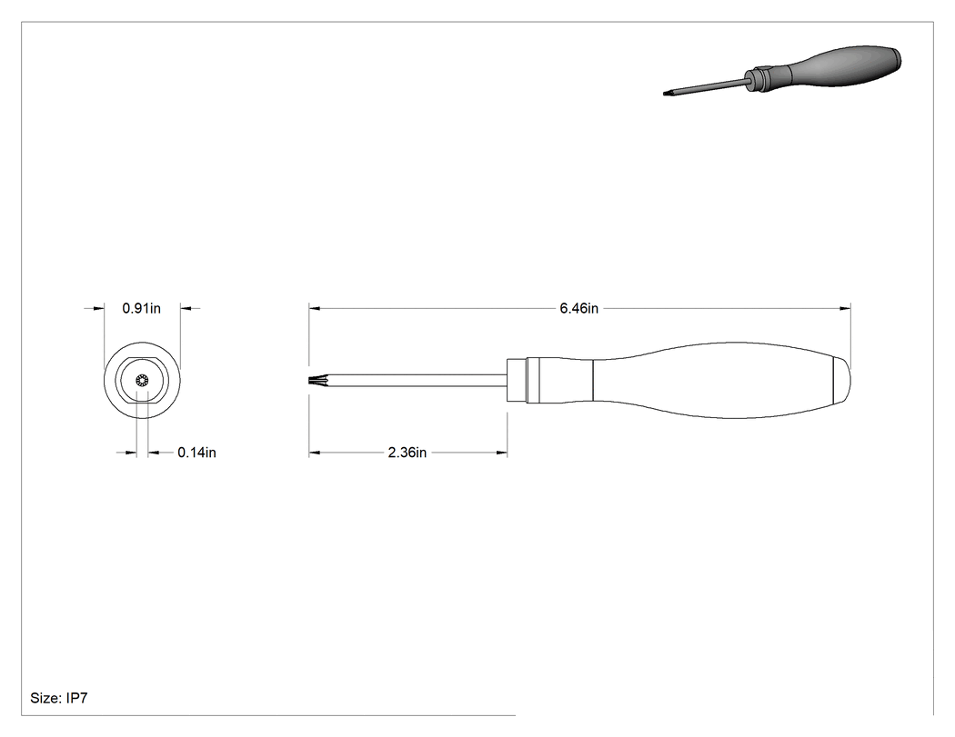 Teknik Çizim - Torx Plus Tornavida, IP7 Tahrik Boyutu