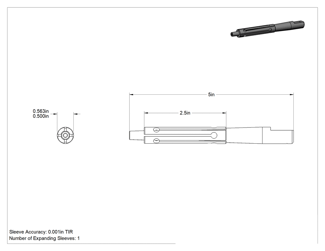 Teknik Çizim - Geniş çap aralığı torna mandreli, 1/2" ila 9/16" Dış Çap