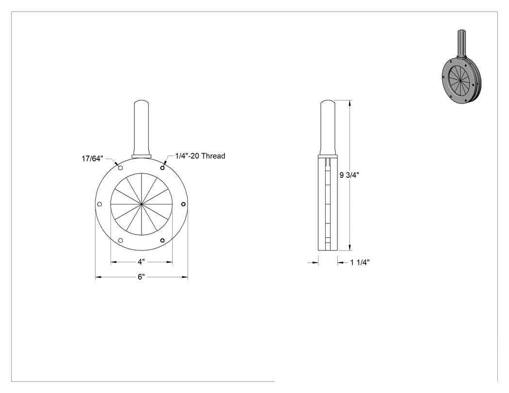 Teknik Çizim - Kuru Malzemeler için Akış Ayar Valfi, 4" Maksimum Açıklık Çapı