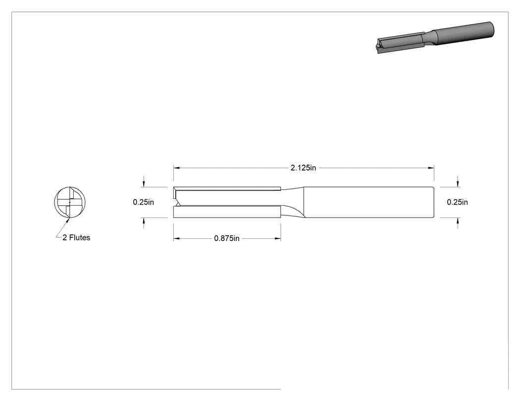 Teknik Çizim - Ahşap için Freze Ucu, Sunta ve Kontrplak, Karbür Uçlu Yüksek Hızlı Çelik, 1/4" Kesme Çapı, 7/8" Kesme Uzunluğu