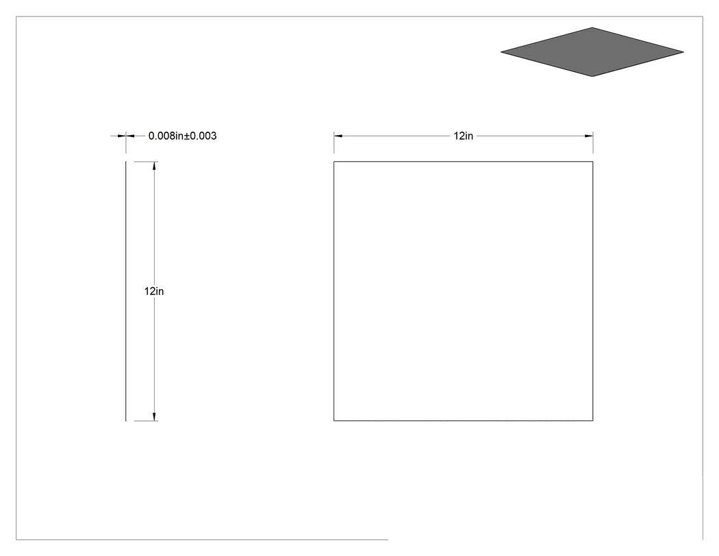 Teknik Çizim - Çinko Folyo, 0.008" Kalınlık x 12" Genişlik x 12" Uzunluk