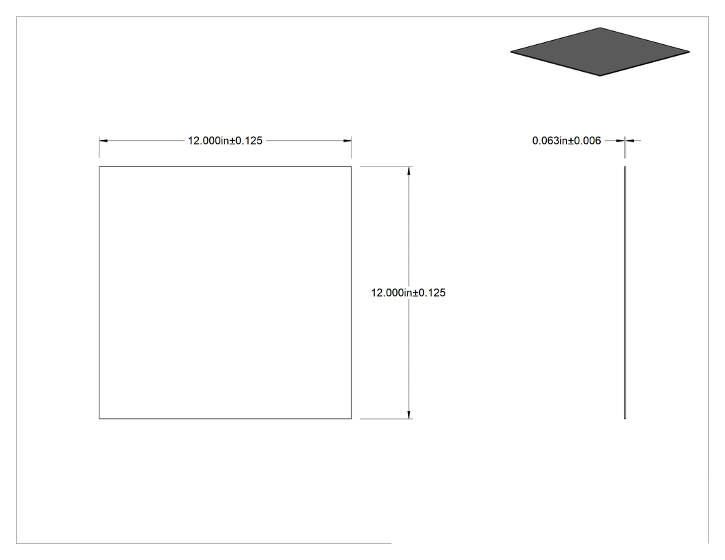 Teknik Çizim - Kimyasallara Dayanıklı PVC Levha, 12" x 12" x 1/16"