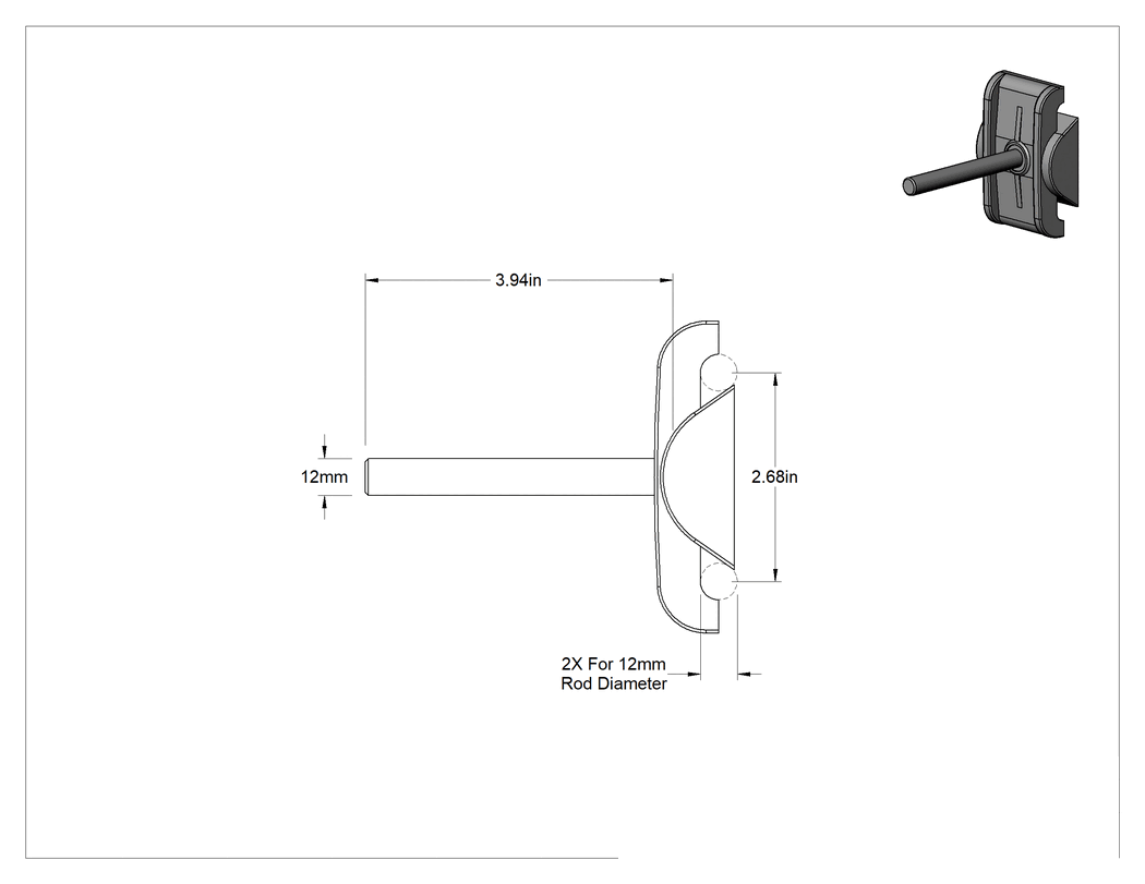 Teknik Çizim - 4" Uzunlukta, Çubuklar için Kelepçeli 2 Hatlı Montaj Çubuğu