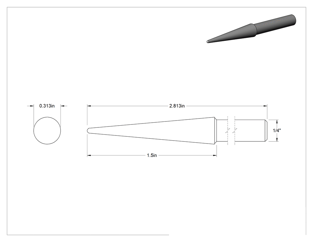 Teknik Çizim - Metalsiz Malzemeler için Taşlama Ucu, Konik Şekil, 5/16" Baş Çapı, Kaba