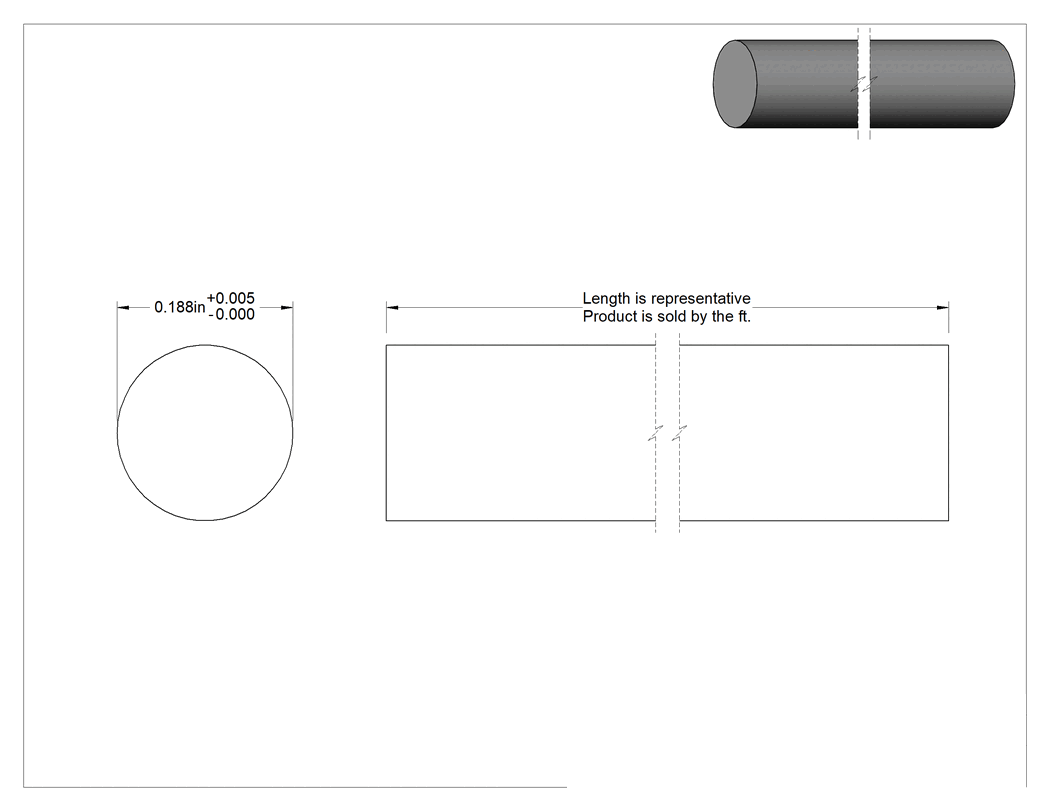 Teknik Çizim - Kimyasallara Dayanıklı Kaygan PTFE Çubuk, 3/16" Çap