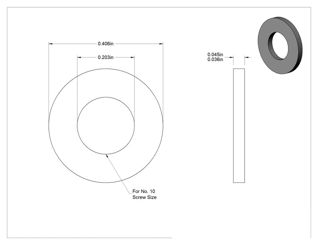 Teknik Çizim - ASME Pul, Çinko-Sarı-Kromat Kaplı Çelik, 10 Numaralı Vida için, Dar