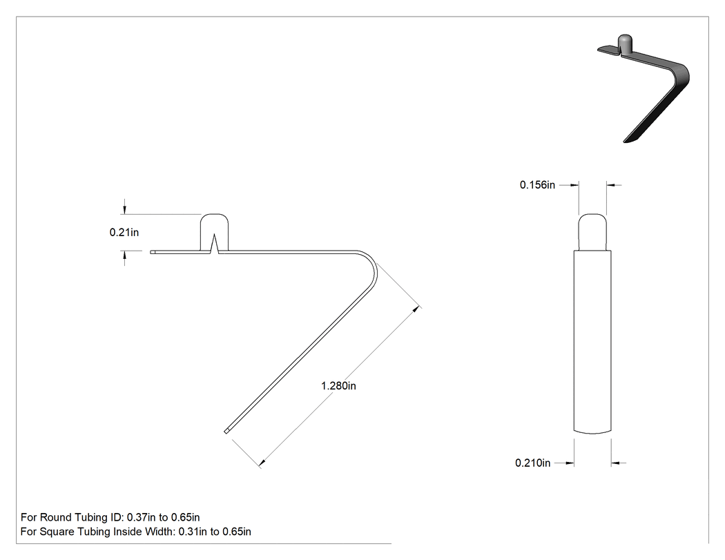 Teknik Çizim - 3/8"-5/8" İç Çap için 410 Paslanmaz Çelik Düğme Klipsleri