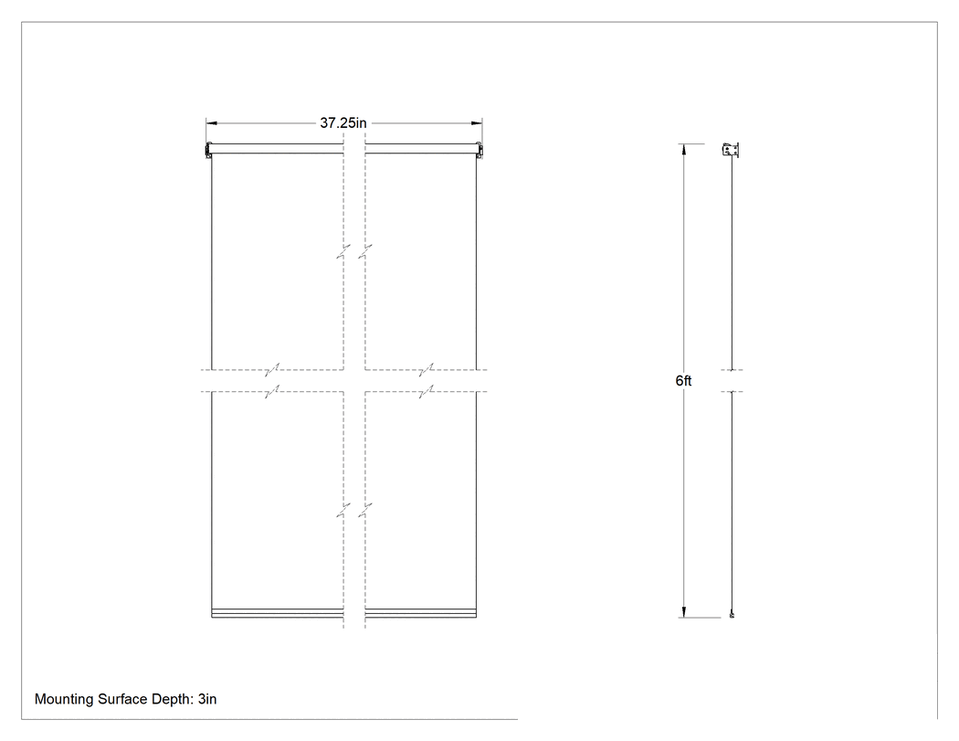 Teknik Çizim - Işık Azaltıcı Pencere Gölgelik, Pürüzsüz, 37-1/4" Genişlik x 6 Fit Uzunluk
