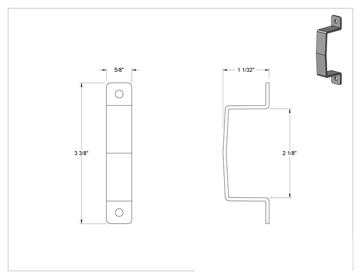 Teknik Çizim - 2-1/8" Genişlik Çok Kanallı Düşük Profilli Yuvarlak Kanal için Güvenlik Kayışı