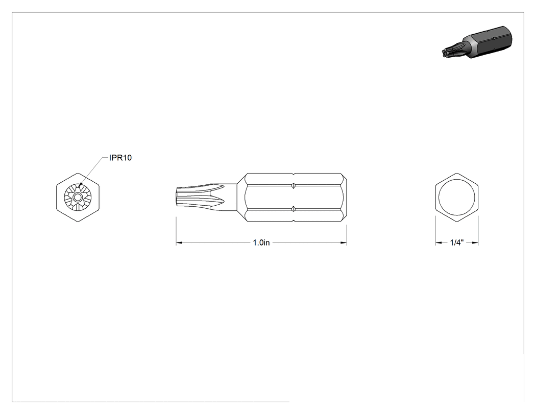 Teknik Çizim - Kurcalamaya Dayanıklı Torx Plus Uçları, 1/4" Altıgen Şaft
