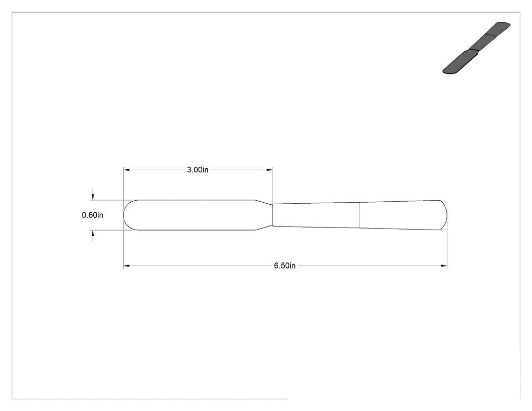 Teknik Çizim - Yuvarlak Uçlu Paslanmaz Çelik Spatula, Vinil Plastik Saplı, 6-1/2" Uzunluk