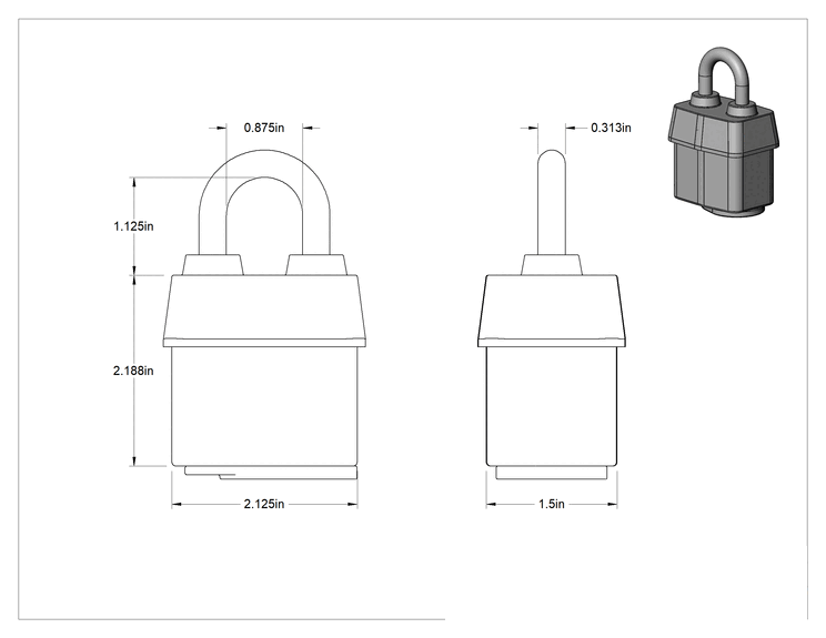 Teknik Çizim - Hava Koşullarına Dayanıklı Ekstra Boşluklu, Ana Anahtarlı Asma Kilitler, Master Lock 6121, ekstra açıklıklı