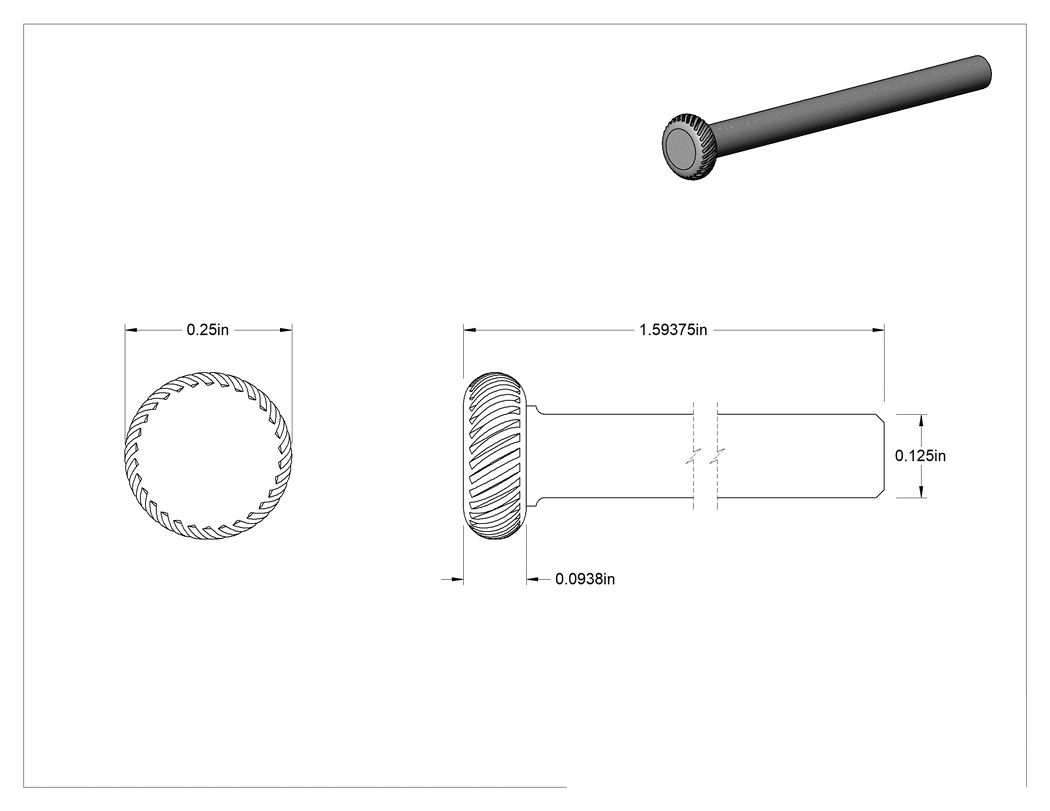 Teknik Çizim - Karbür Frez, Yuvarlak Kenarlı İnce Disk, 1/4" Çap x 3/32" Uzunluğunda Başlık