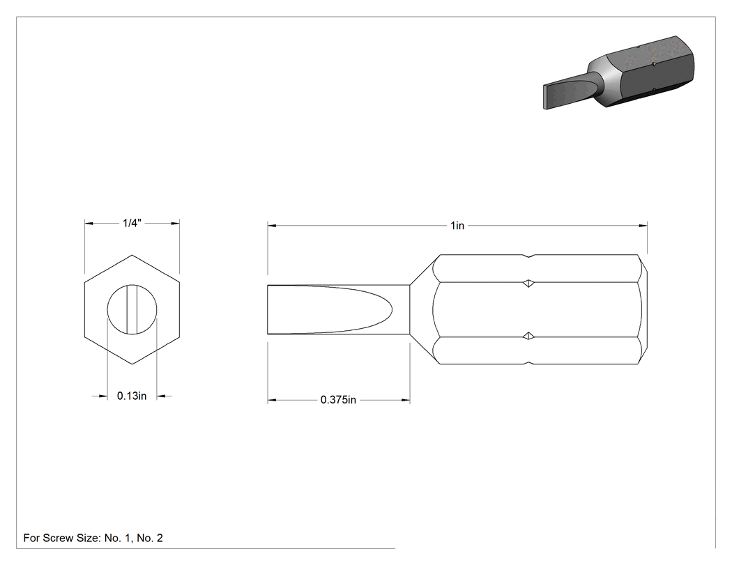 Teknik Çizim - Dar Boşluklu 1/8" Oluklu Uç, 1/4" Altıgen Şaft