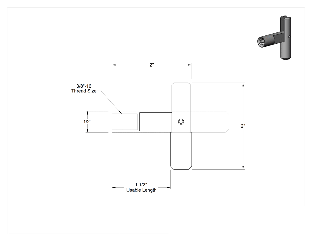 Teknik Çizim - İçi Boş Blok ve Tuğla için Kelebek Dübel, 3/8"-16 Diş Boyutu