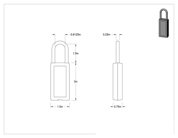 Teknik Çizim - Etiketli Ekstra Boşluklu Kilitli Asma Kilit, Master Lock 411-Mavi Gövde, By13 Numaralı Ana Anahtar